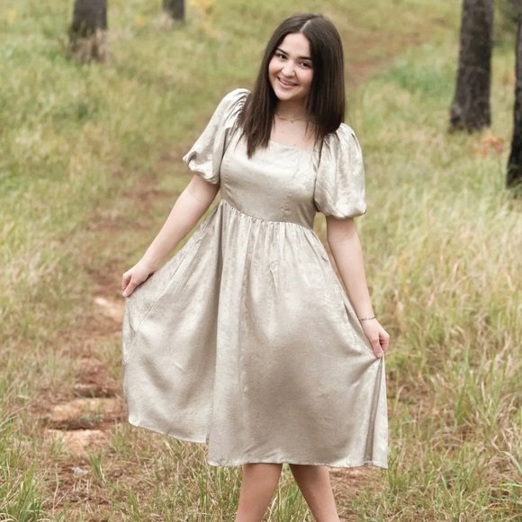 Metallic Gold Midi Dress - Picture 1 of 4